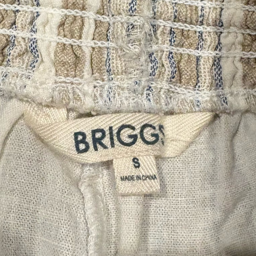 Briggs Linen Blend Striped Pull On Shorts Small Beige Tassel Drawstring - Picture 8 of 9